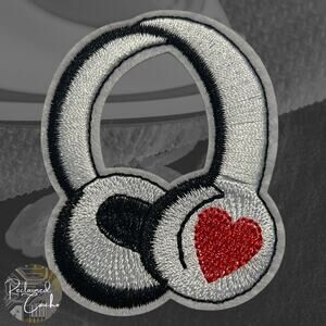 White Headphones Iron On Patch